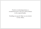 Motivational message for a mom returning to the office on a white background