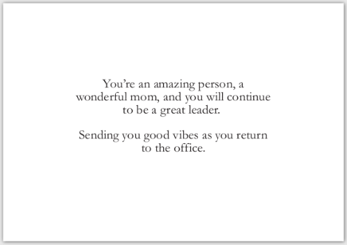 Motivational message for a mom returning to the office on a white background