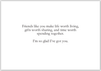 Black text on a white background with a quote about friends.