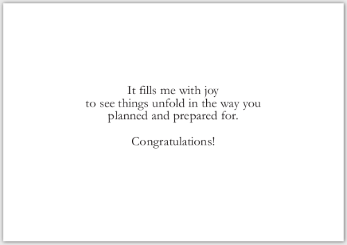 Text message congratulating someone on their planning and preparation.